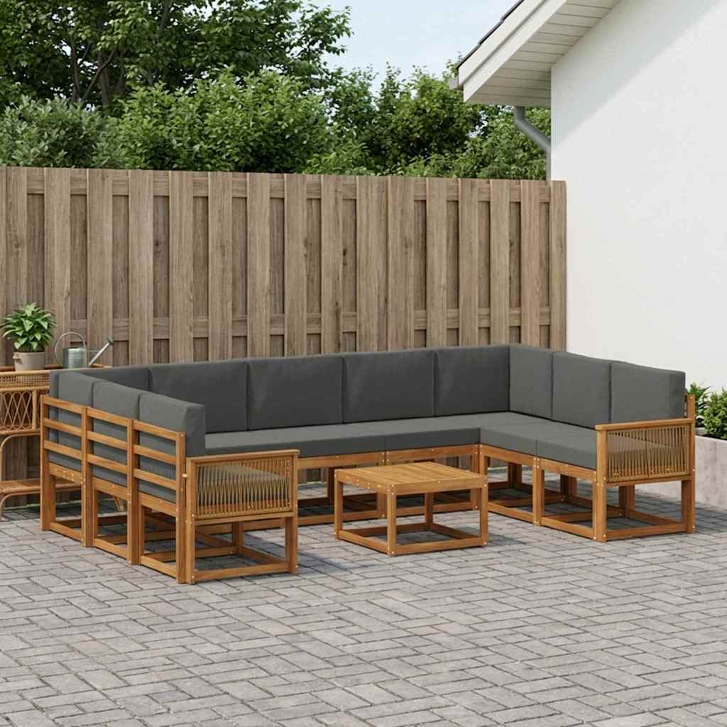 Outdoor-Sofagarnitur 10 stk. Natur und Anthrazit