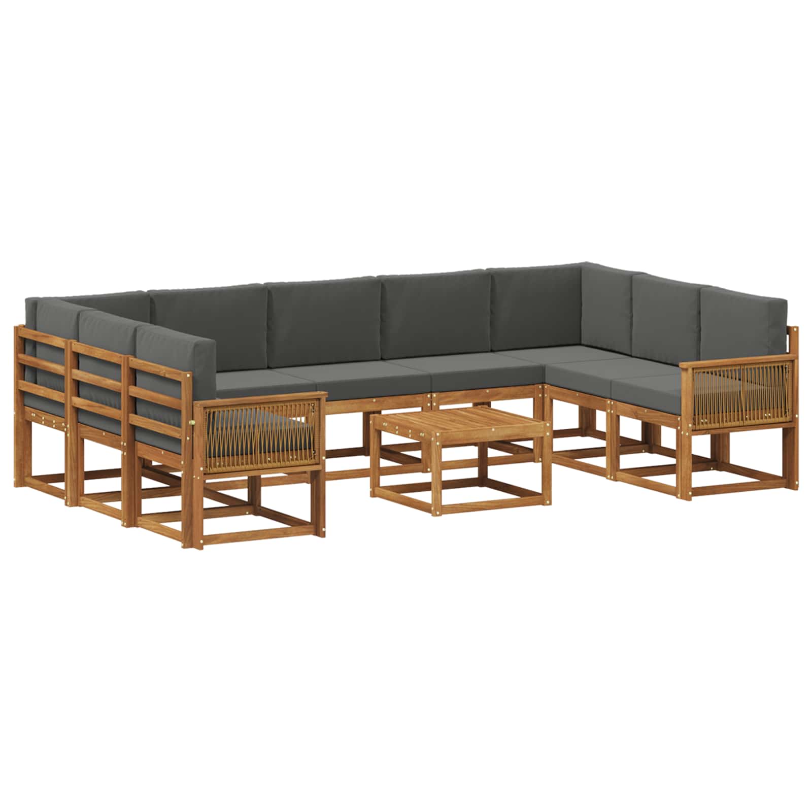 Outdoor-Sofagarnitur 10 stk. Natur und Anthrazit