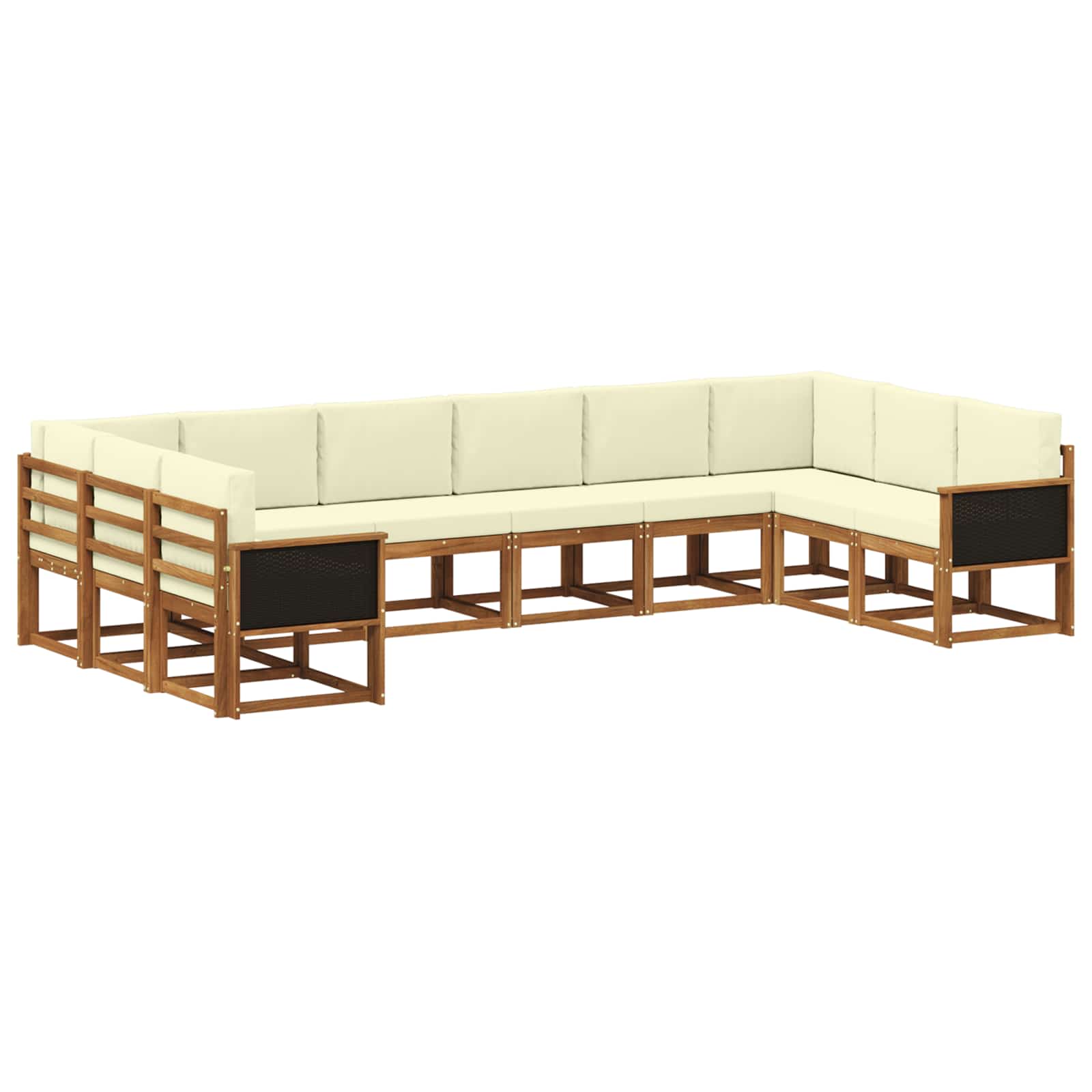 Outdoor-Sofagarnitur 10 pcs Natur und Creme Massivholz Akazie