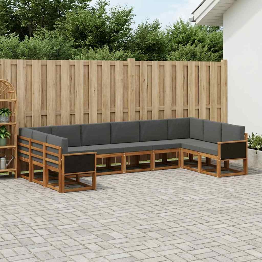 Outdoor-Sofagarnitur 10 stk. Natur und Anthrazit