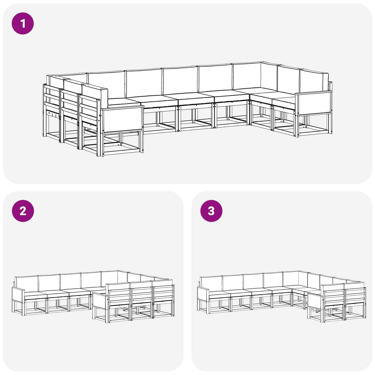Outdoor-Sofagarnitur 10 stk. Natur und Anthrazit