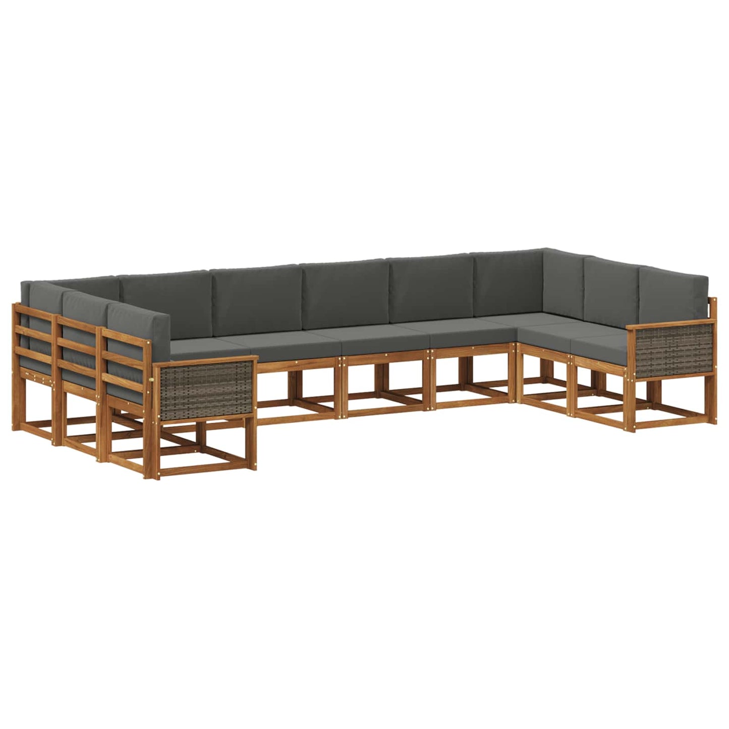 Outdoor-Sofagarnitur mit Kissen 10 pcs Natur und Anthrazit