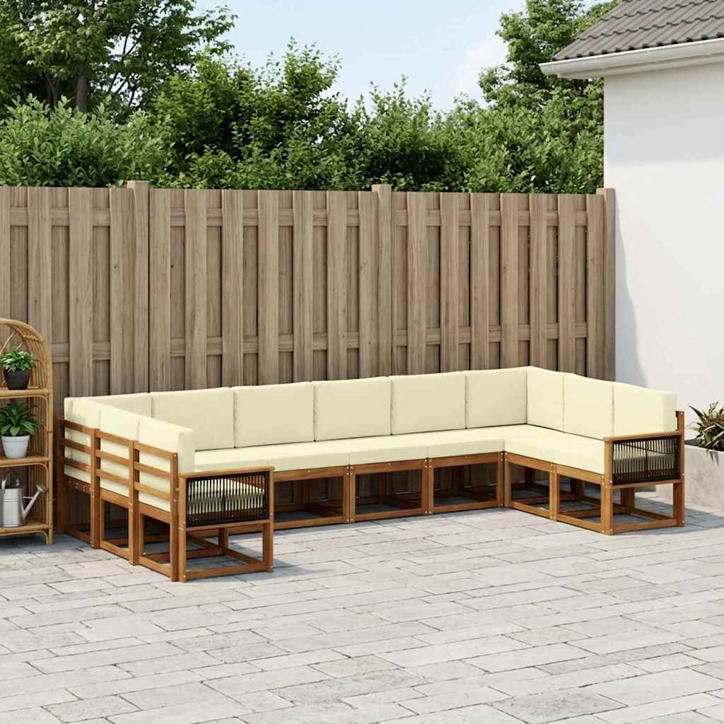 Outdoor-Sofagarnitur 10 pcs Natur und Creme Massivholz Akazie