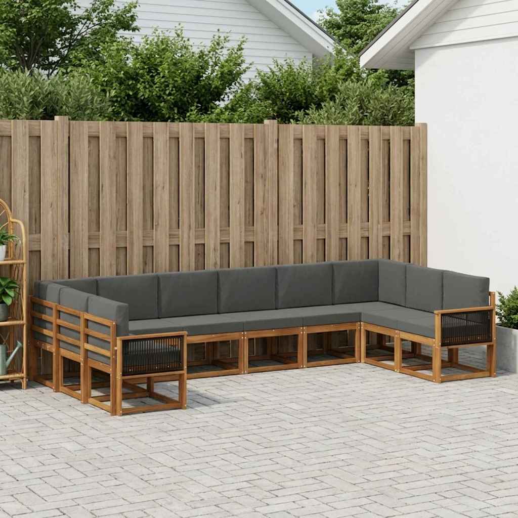 Outdoor-Sofagarnitur 10 stk. Natur und Anthrazit