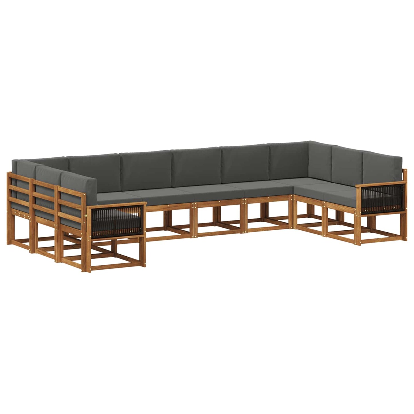 Outdoor-Sofagarnitur 10 stk. Natur und Anthrazit
