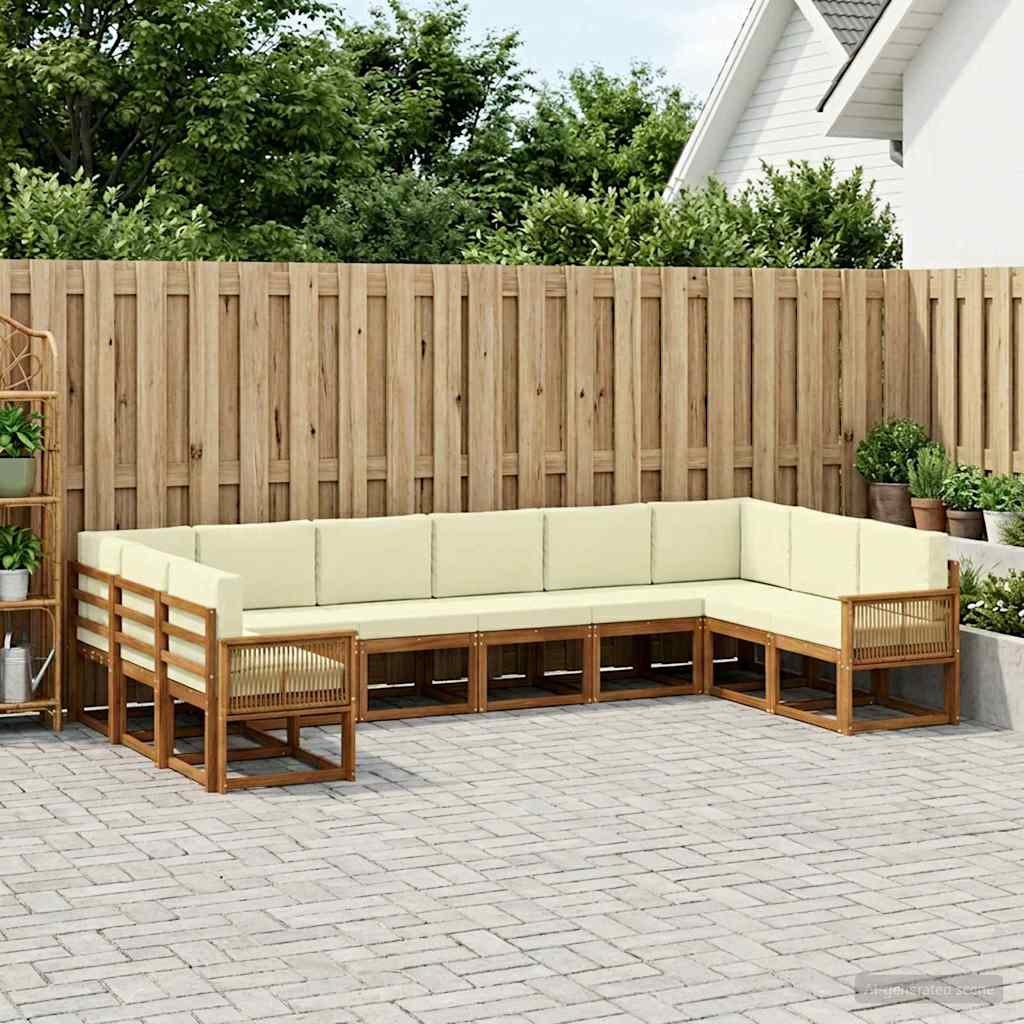 Outdoor-Sofagarnitur 10 pcs Natur und Creme Massivholz Akazie