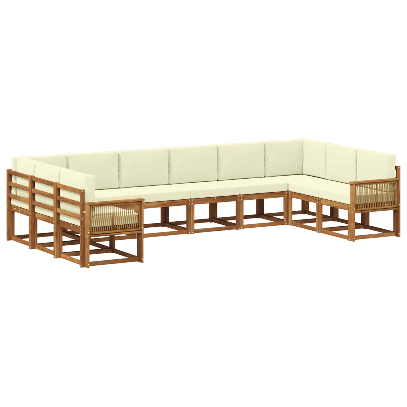 Outdoor-Sofagarnitur 10 pcs Natur und Creme Massivholz Akazie