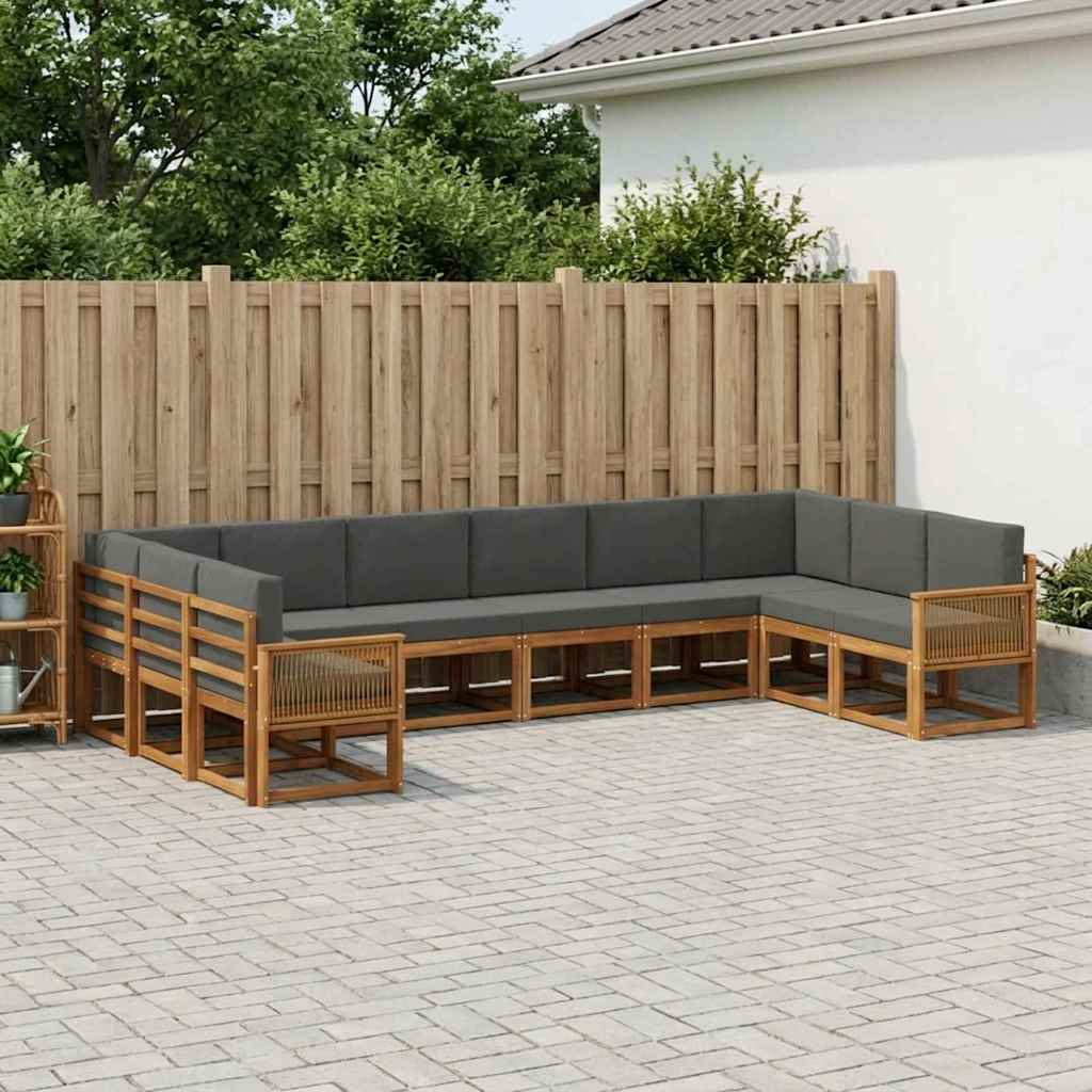 Outdoor-Sofagarnitur 10 stk. Natur und Anthrazit