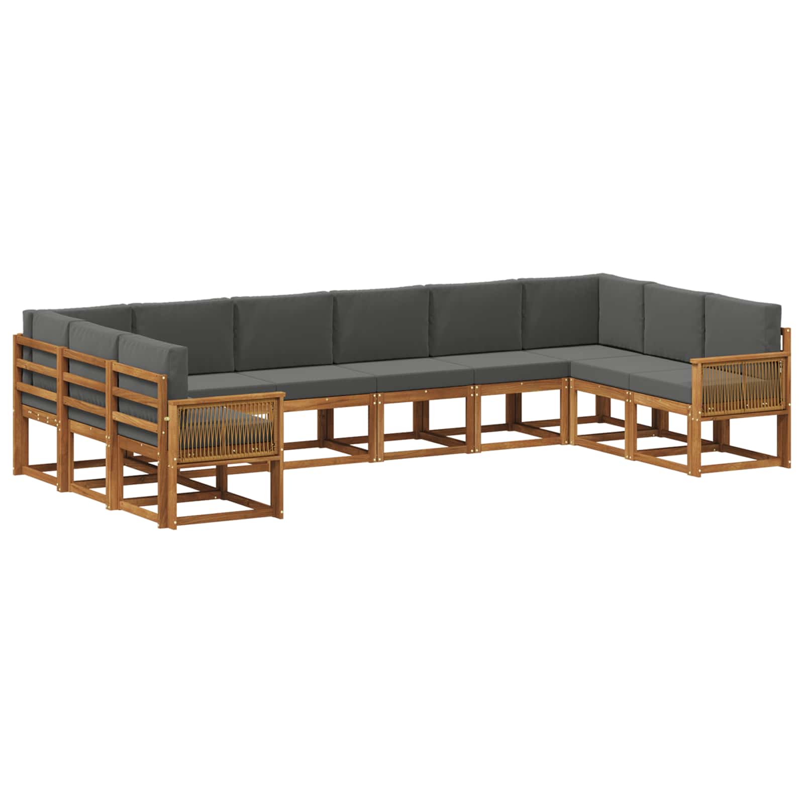Outdoor-Sofagarnitur 10 stk. Natur und Anthrazit