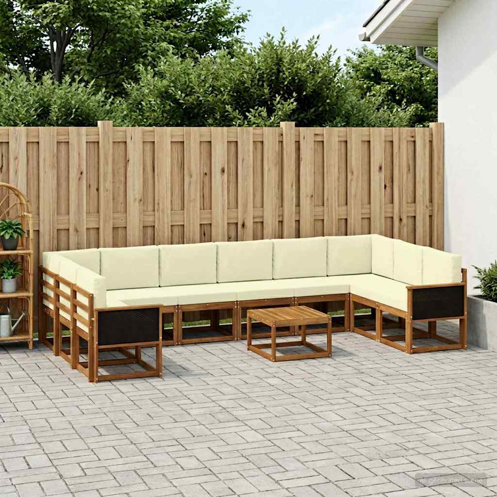 Outdoor-Sofagarnitur 11 pcs Natur und Creme Massivholz Akazie
