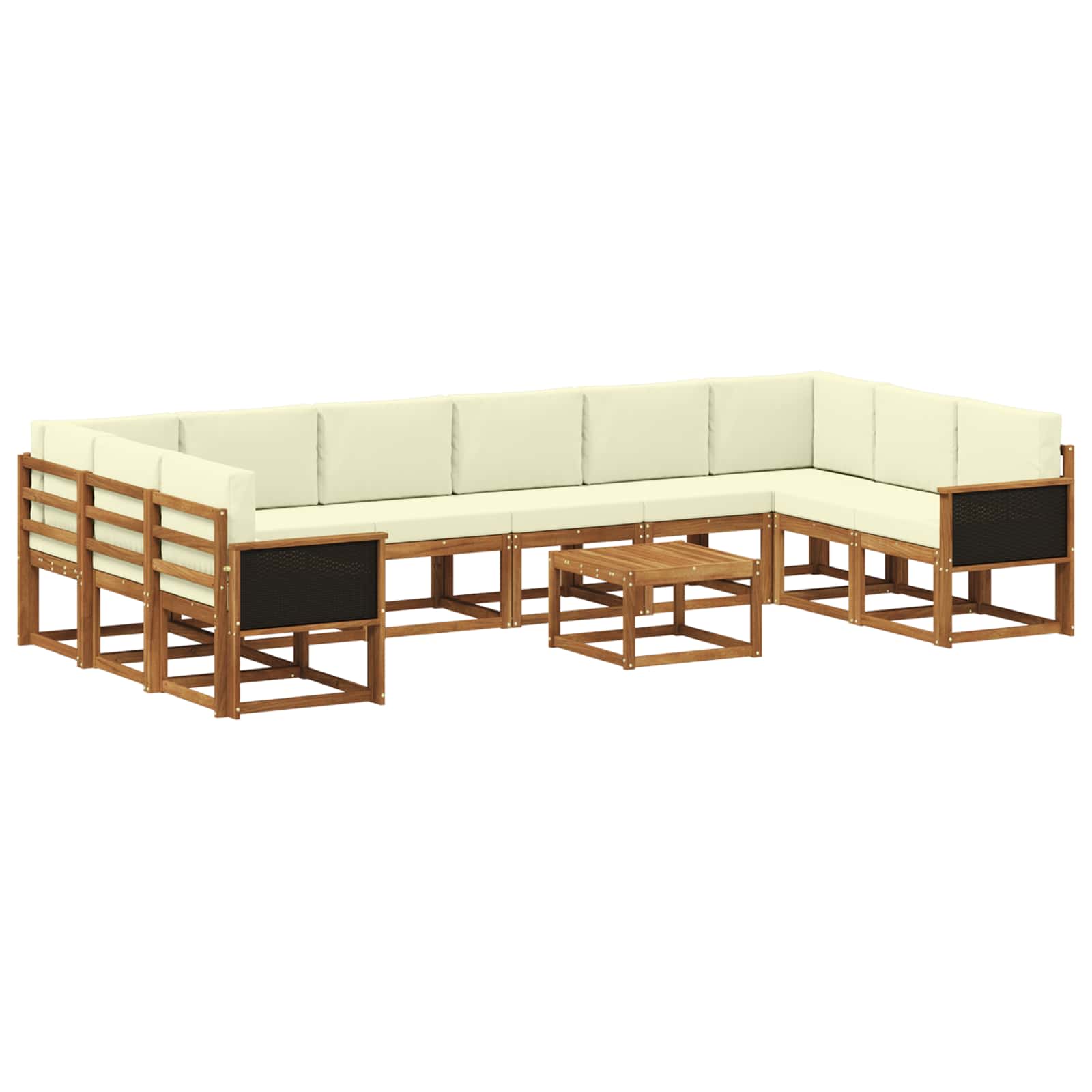 Outdoor-Sofagarnitur 11 pcs Natur und Creme Massivholz Akazie