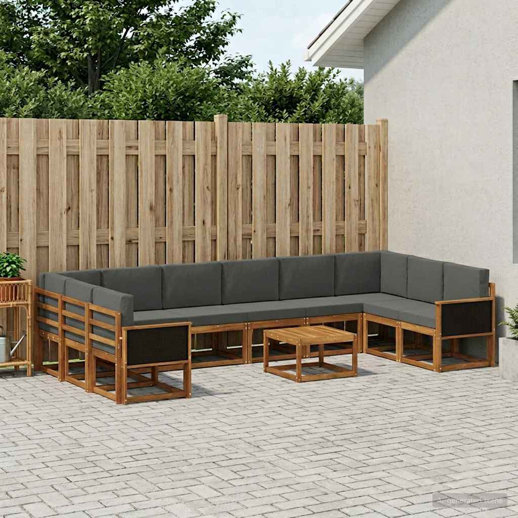 Outdoor-Sofagarnitur 11 stk. Natur und Anthrazit