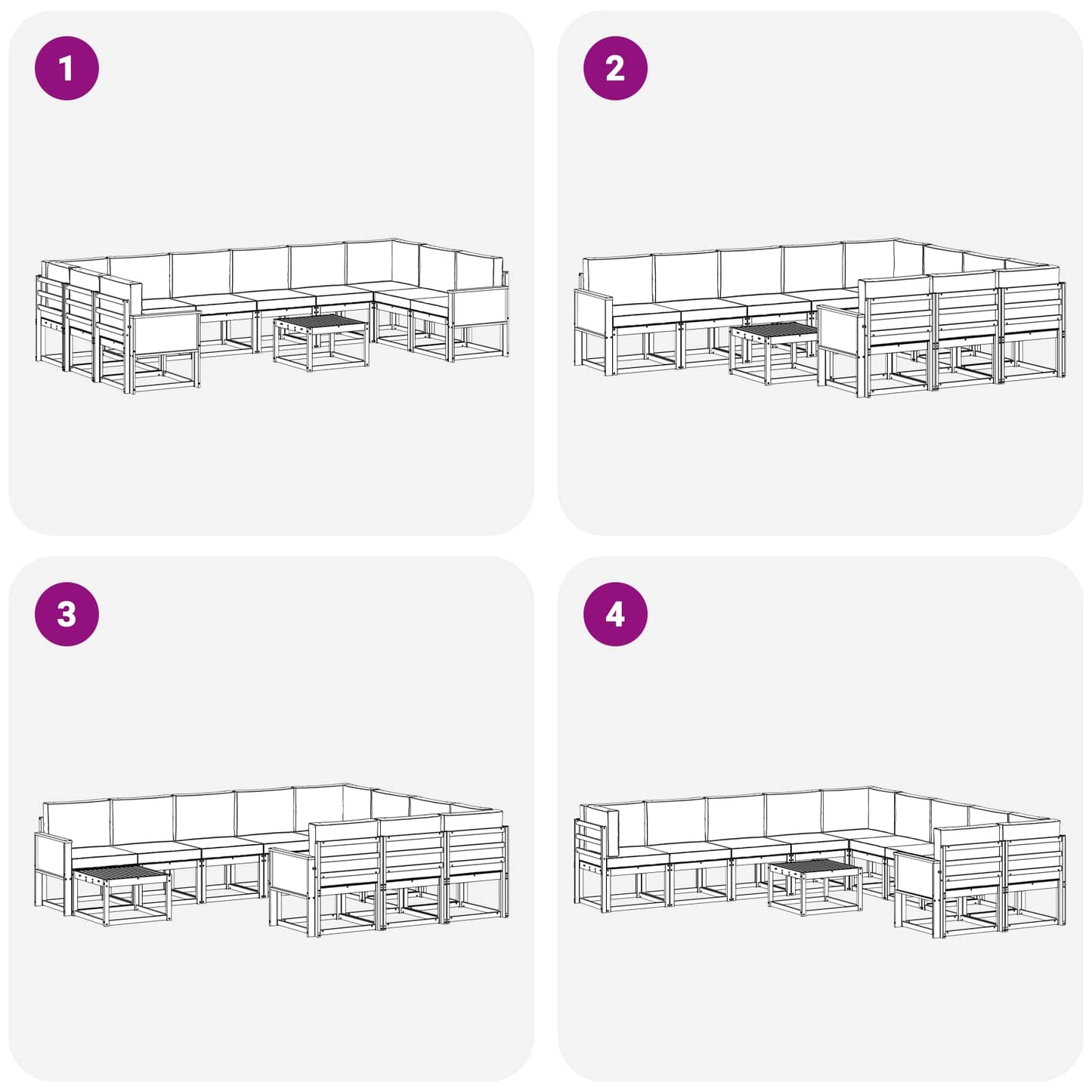 Outdoor-Sofagarnitur 11 stk. Natur und Anthrazit