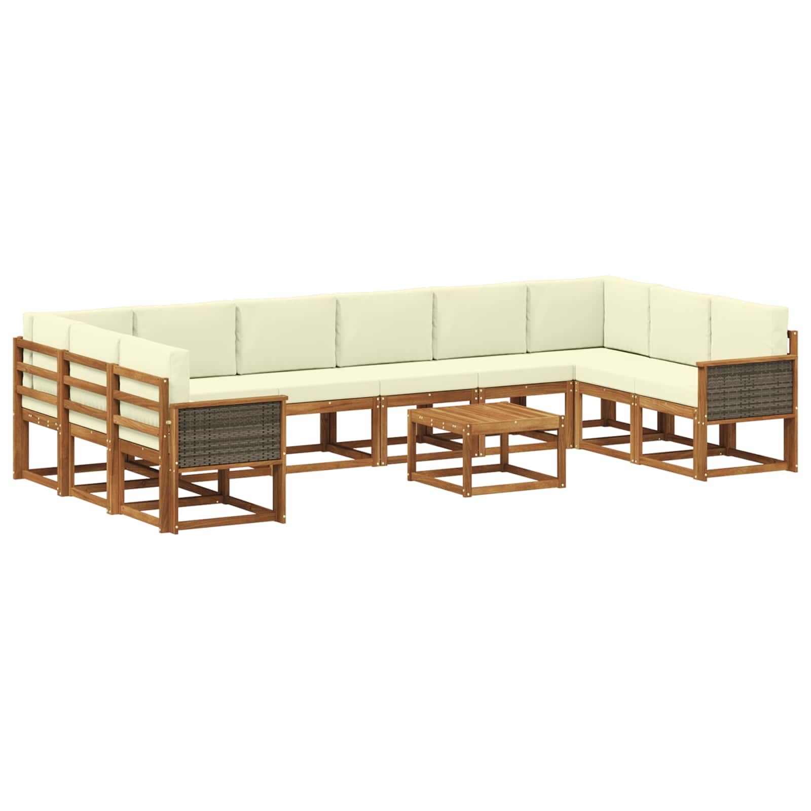Outdoor-Sofagarnitur 11 pcs Natur und Creme Massivholz Akazie
