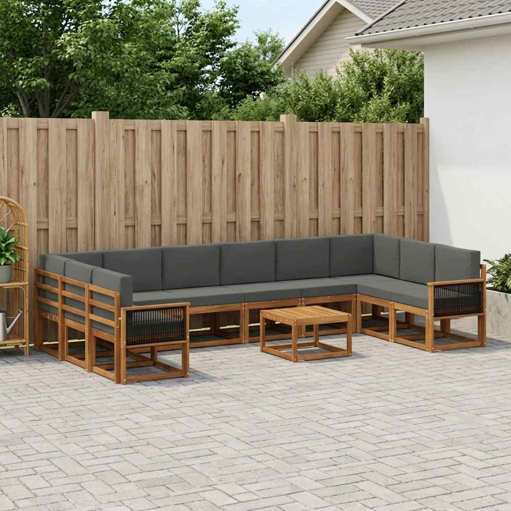 Outdoor-Sofagarnitur 11 stk. Natur und Anthrazit