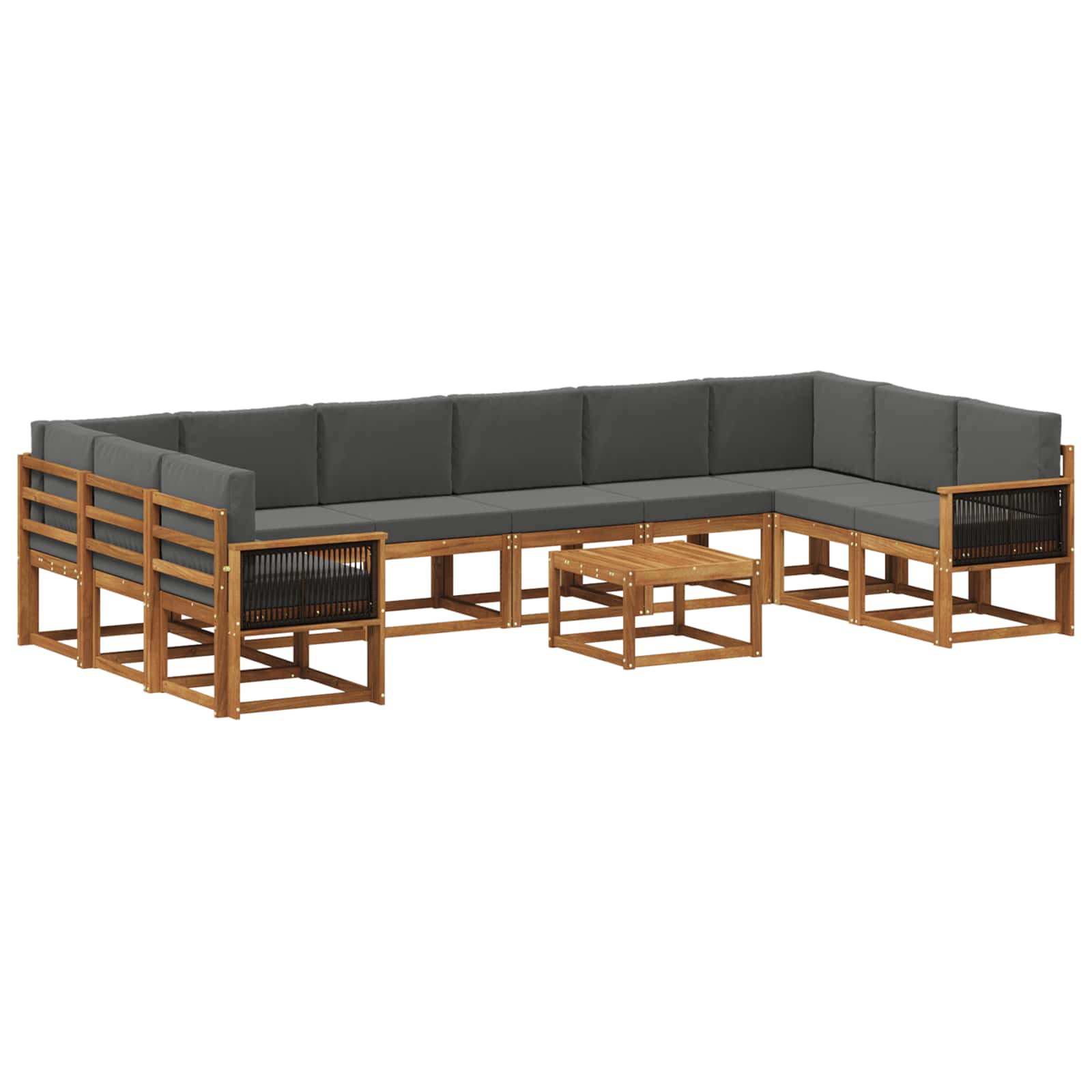 Outdoor-Sofagarnitur 11 stk. Natur und Anthrazit
