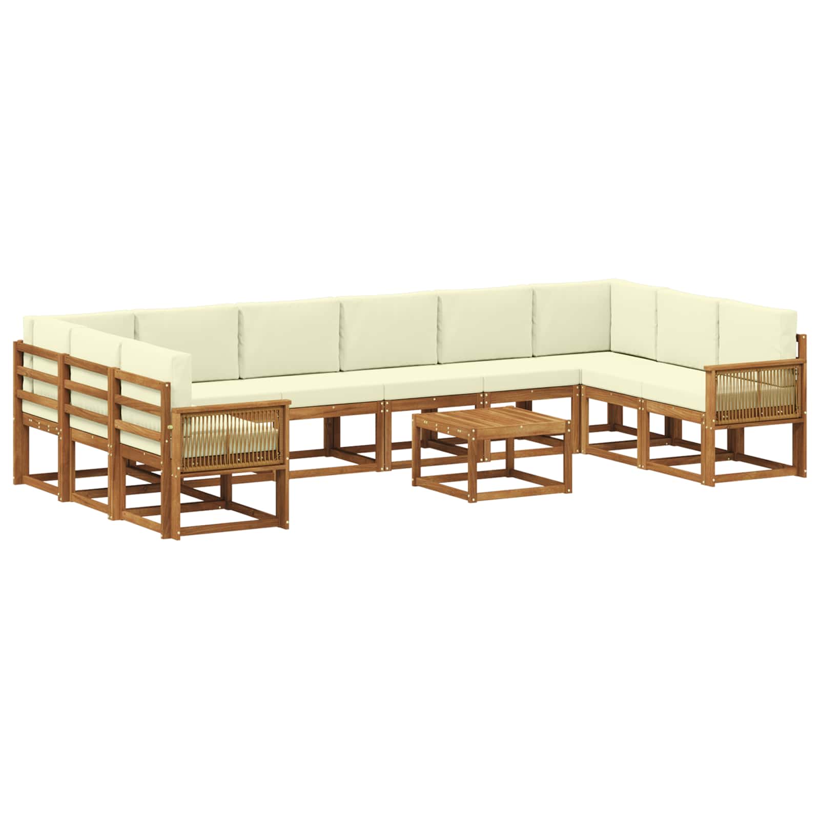 Outdoor-Sofagarnitur 11 pcs Natur und Creme Massivholz Akazie