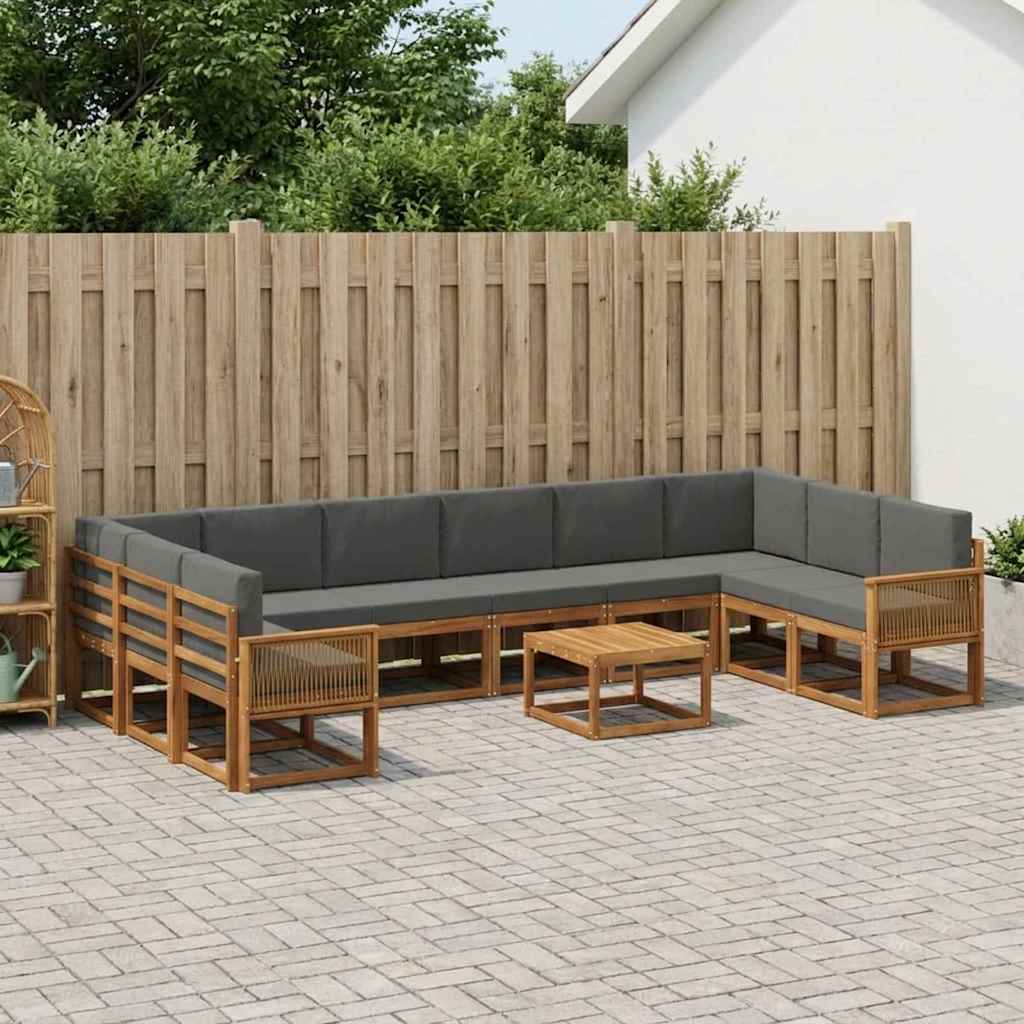 Outdoor-Sofagarnitur 11 stk. Natur und Anthrazit