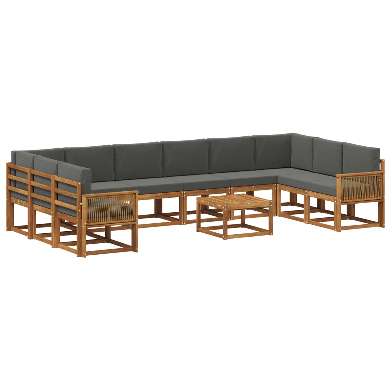 Outdoor-Sofagarnitur 11 stk. Natur und Anthrazit