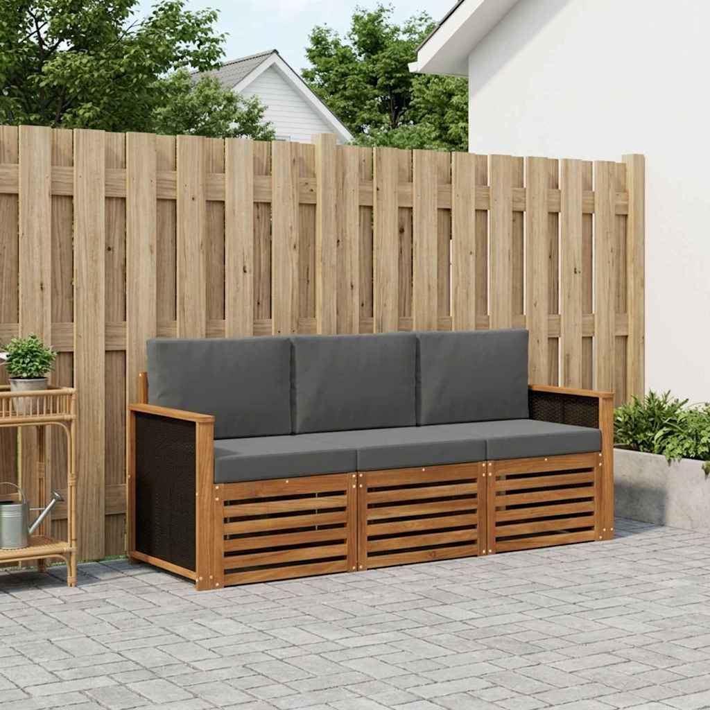 Sofagarnituren mit Kissen 3 pcs Massivholz Akazie
