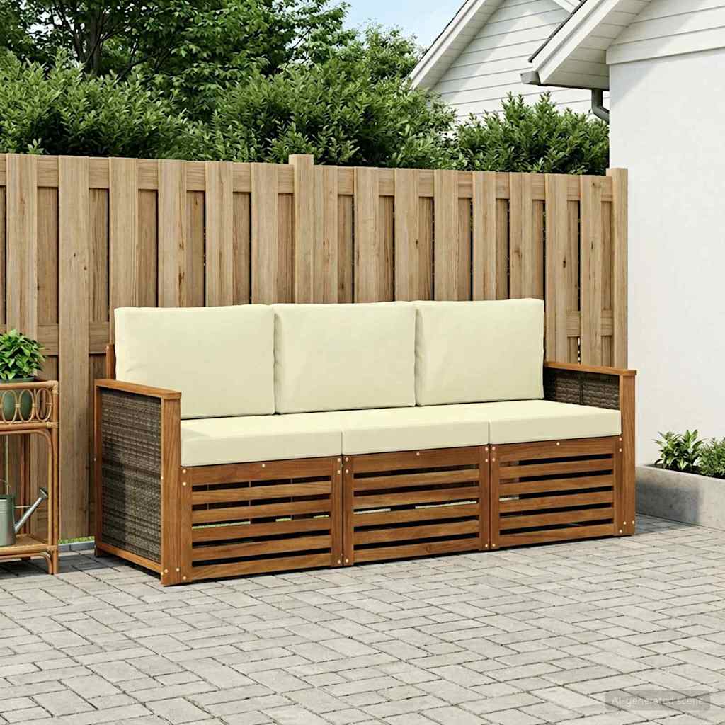 Sofagarnituren mit Kissen 3 pcs Massivholz Akazie