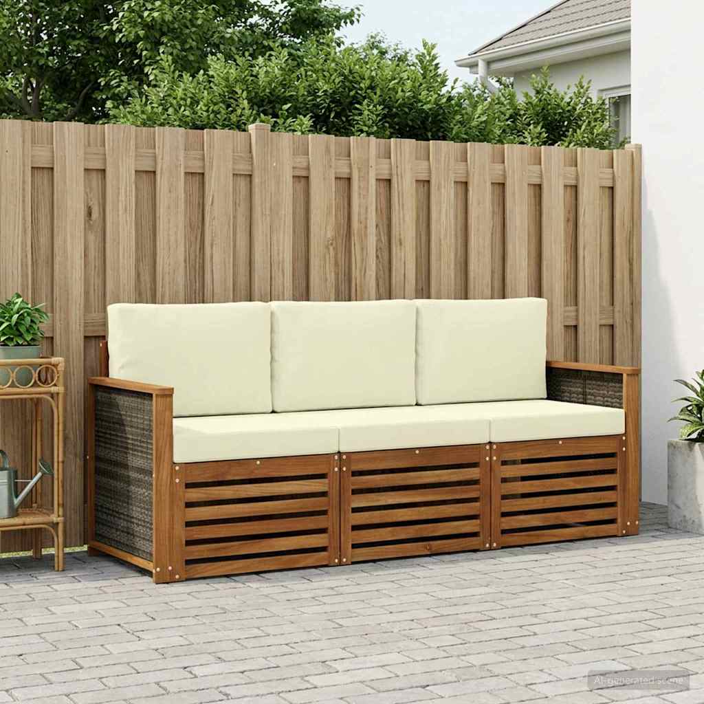 Sofagarnituren mit Kissen 3 pcs Massivholz Akazie