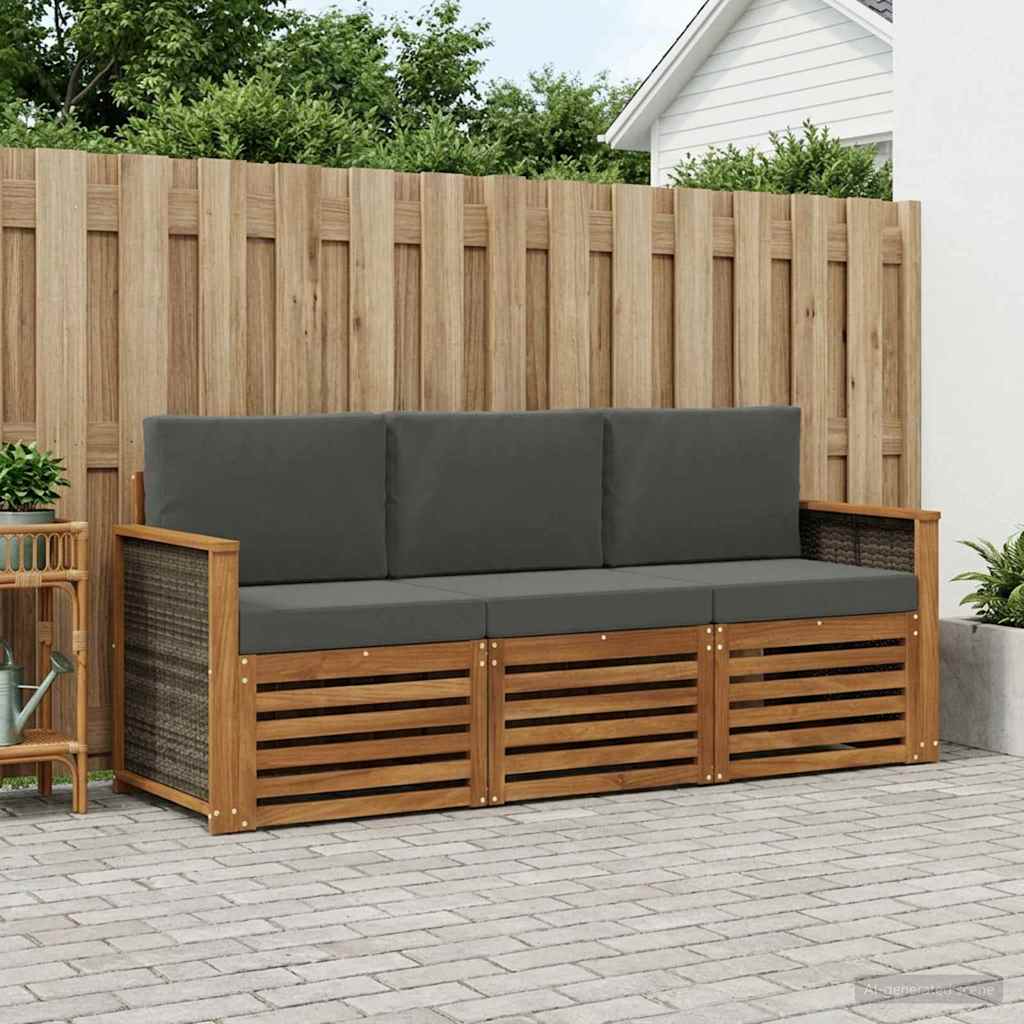 Sofagarnituren mit Kissen 3 pcs Massivholz Akazie