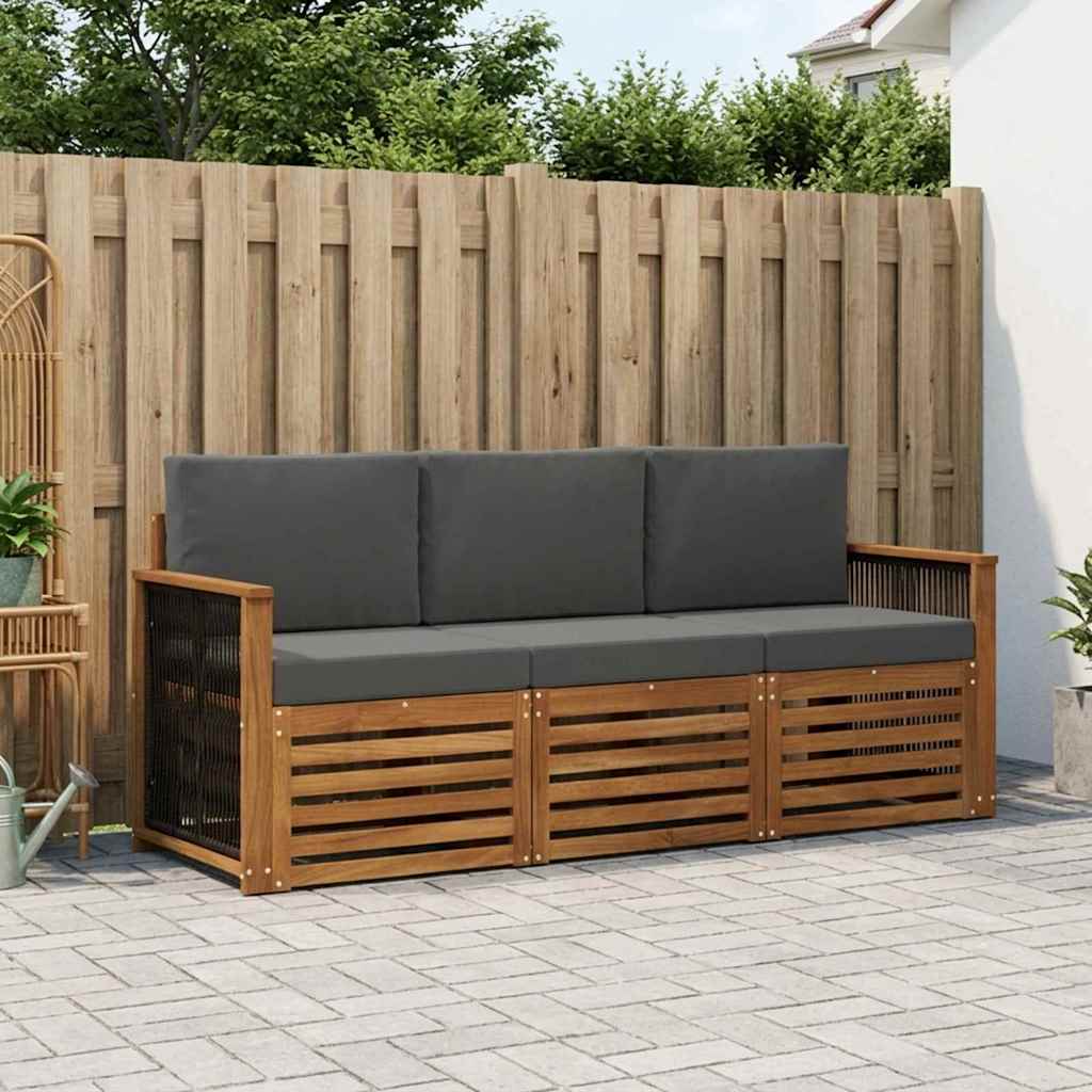 Sofagarnituren mit Kissen 3 pcs Massivholz Akazie