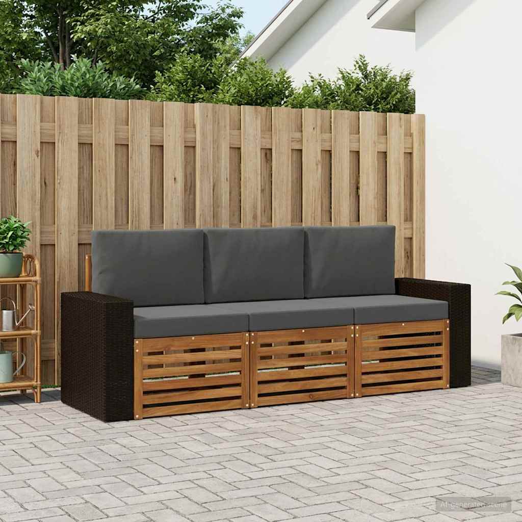 Sofagarnituren mit Kissen 3 pcs Massivholz Akazie