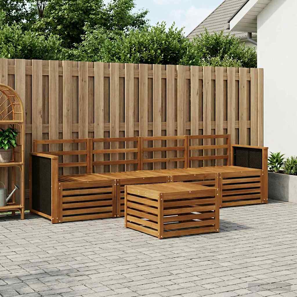 Outdoor-Sofagarnitur 5 stk. Natur Massivholz Akazie
