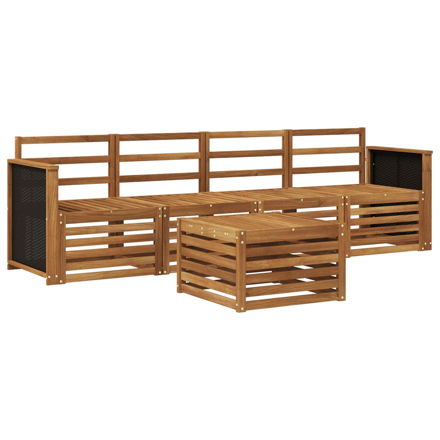 Outdoor-Sofagarnitur 5 stk. Natur Massivholz Akazie