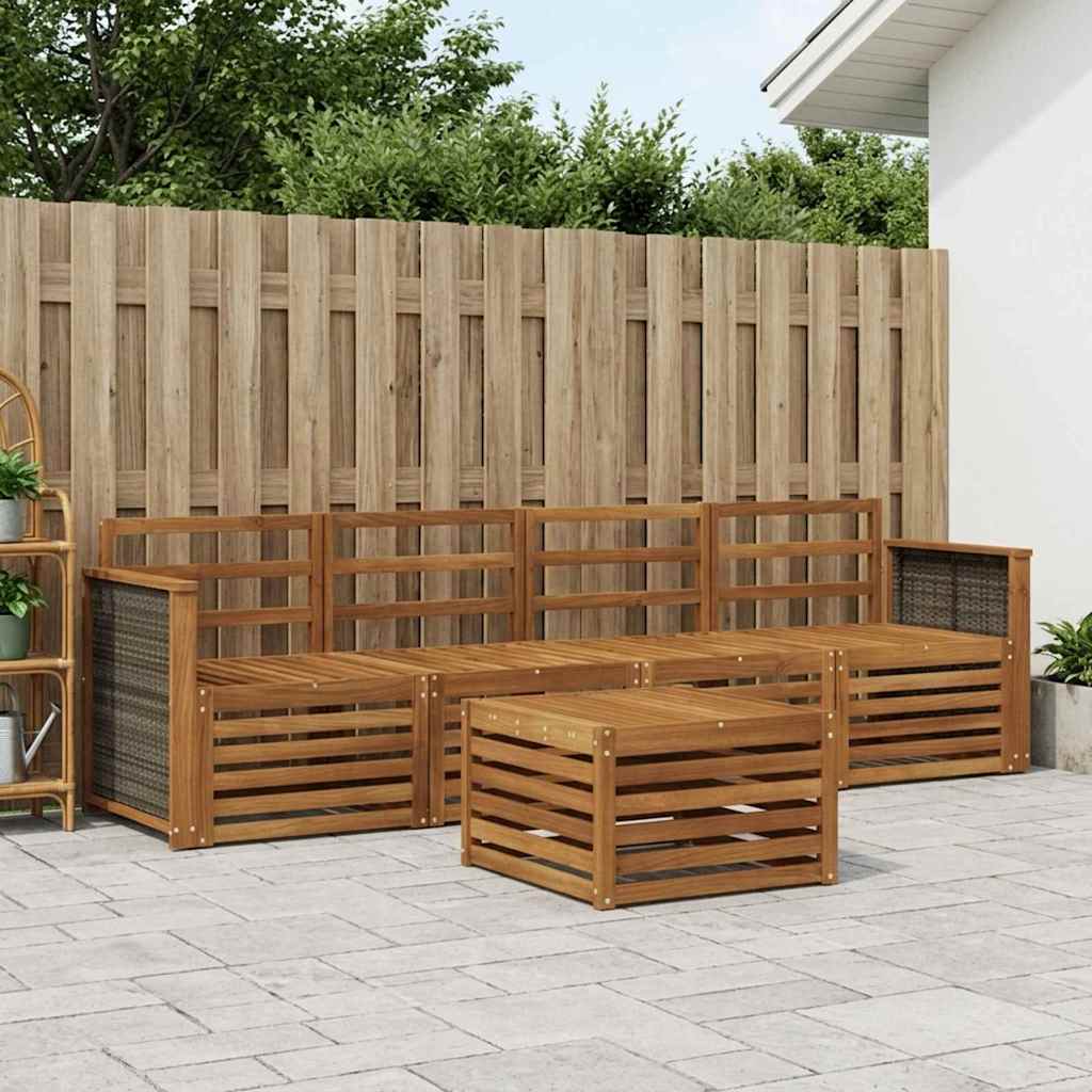 Outdoor-Sofagarnitur 5 stk. Natur Massivholz Akazie