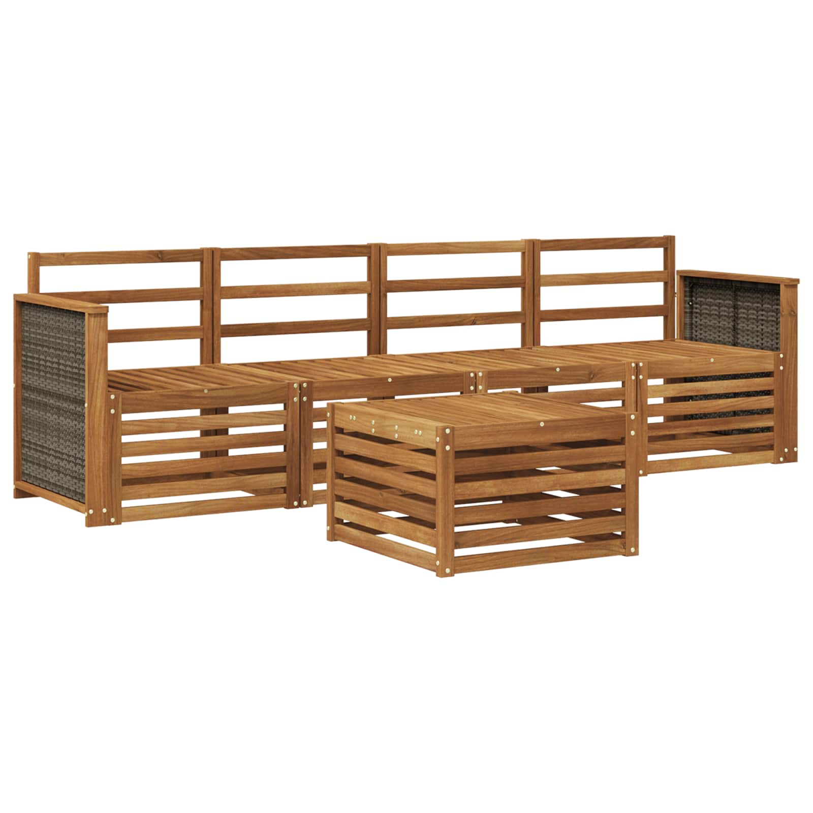 Outdoor-Sofagarnitur 5 stk. Natur Massivholz Akazie