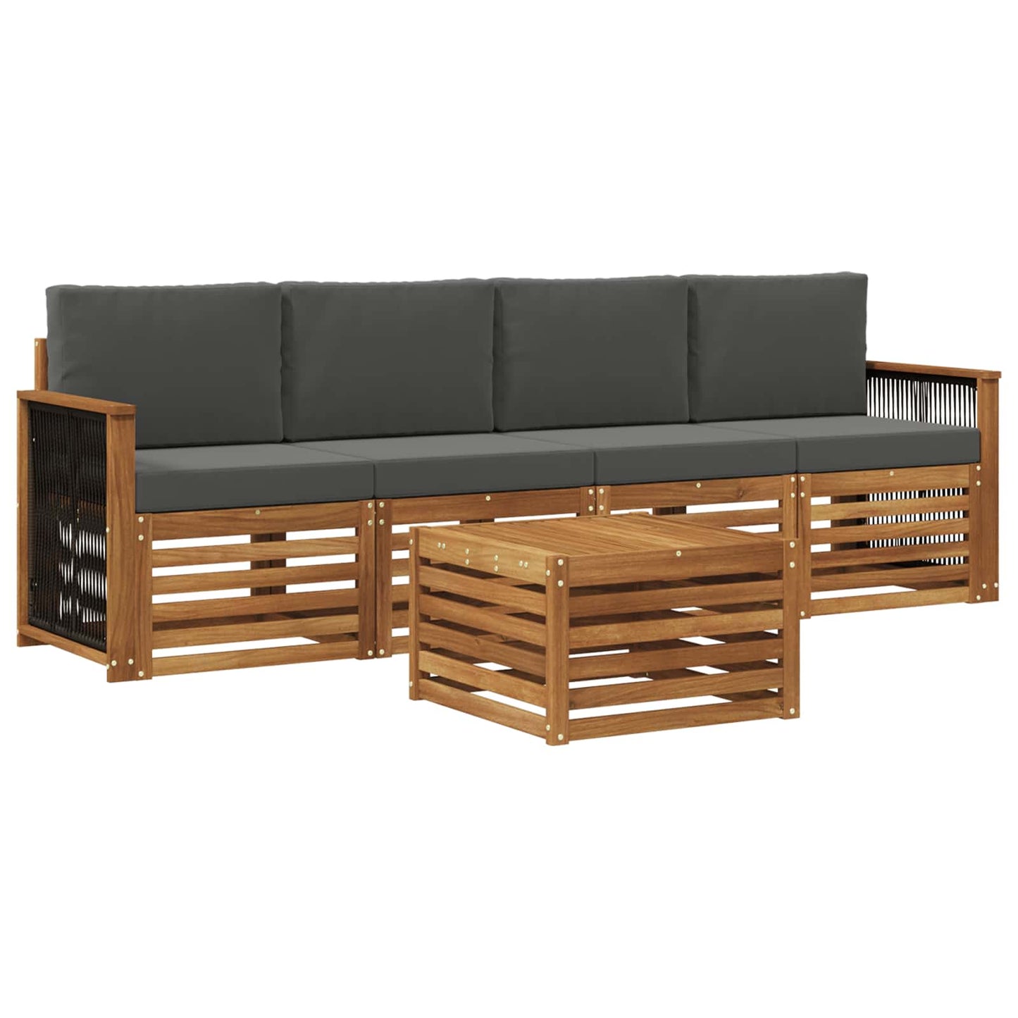 Outdoor-Sofagarnitur mit Kissen 5 pcs Natur und Anthrazit