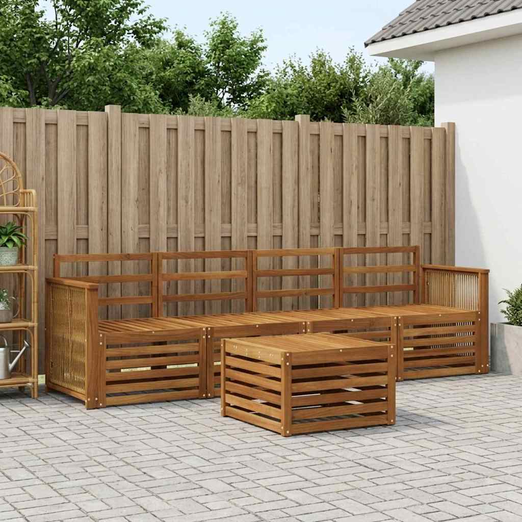 Outdoor-Sofagarnitur 5 stk. Natur Massivholz Akazie