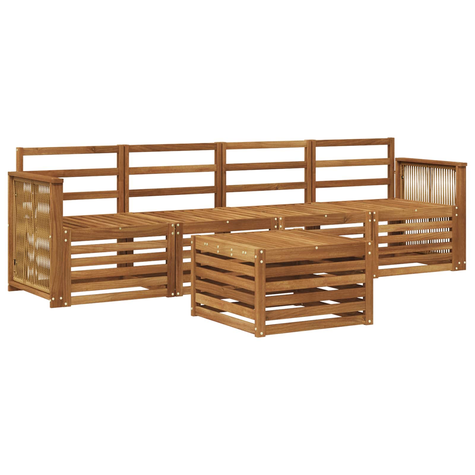 Outdoor-Sofagarnitur 5 stk. Natur Massivholz Akazie