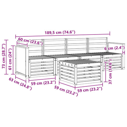 Outdoor-Sofagarnitur 5 stk. Natur Massivholz Akazie