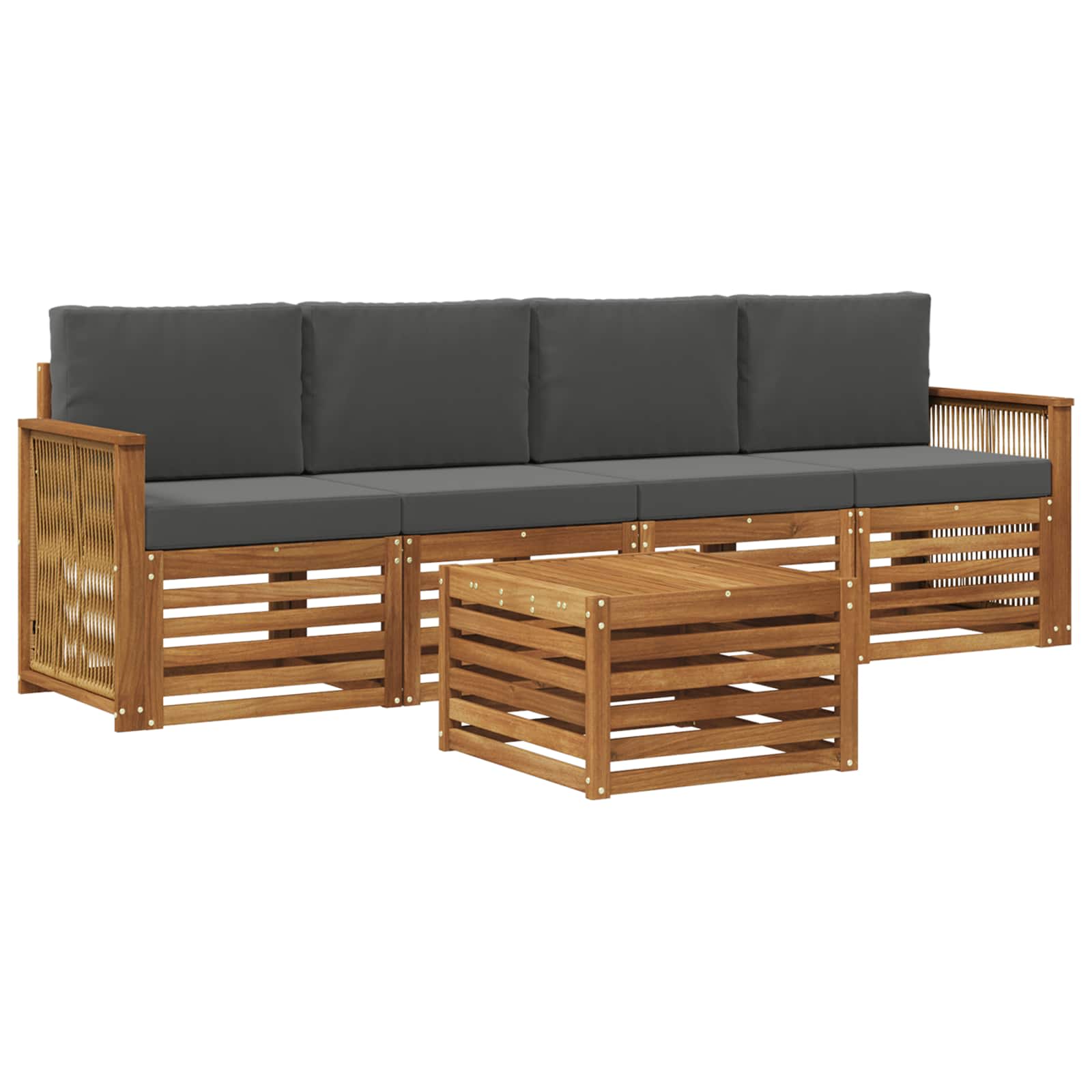 Outdoor-Sofagarnitur 5 stk. Natur und Anthrazit