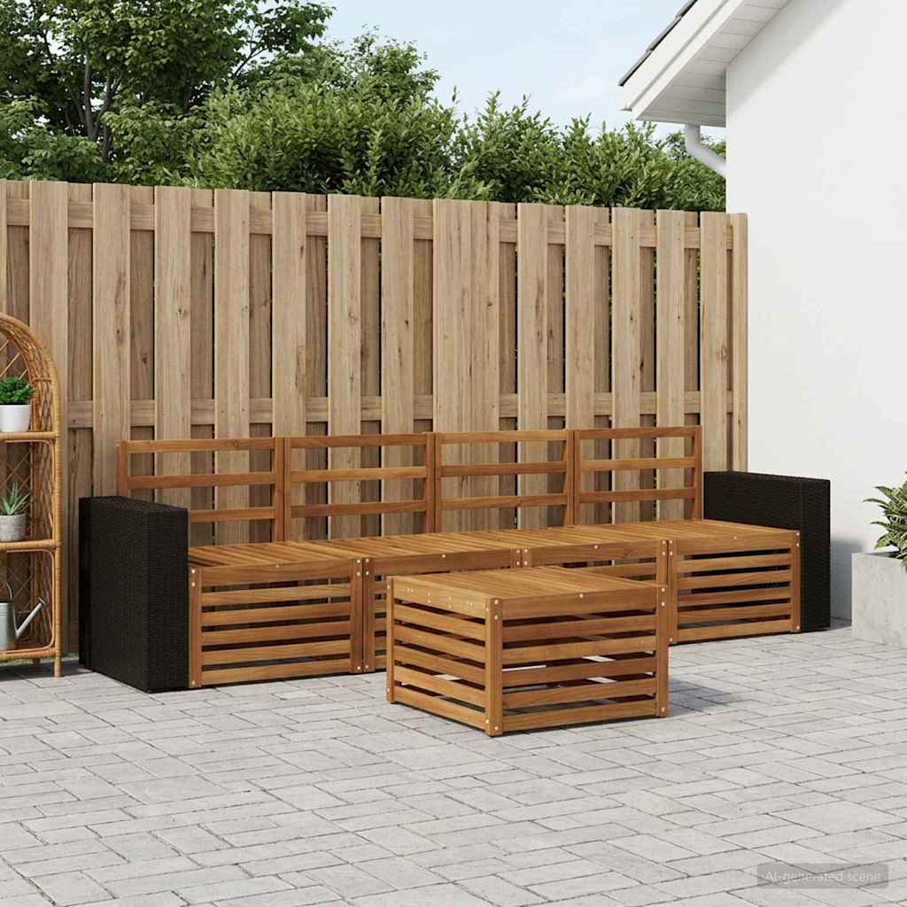 Outdoor-Sofagarnitur 5 stk. Natur Massivholz Akazie