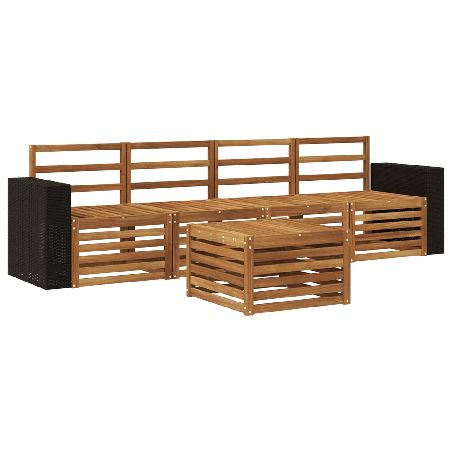 Outdoor-Sofagarnitur 5 stk. Natur Massivholz Akazie
