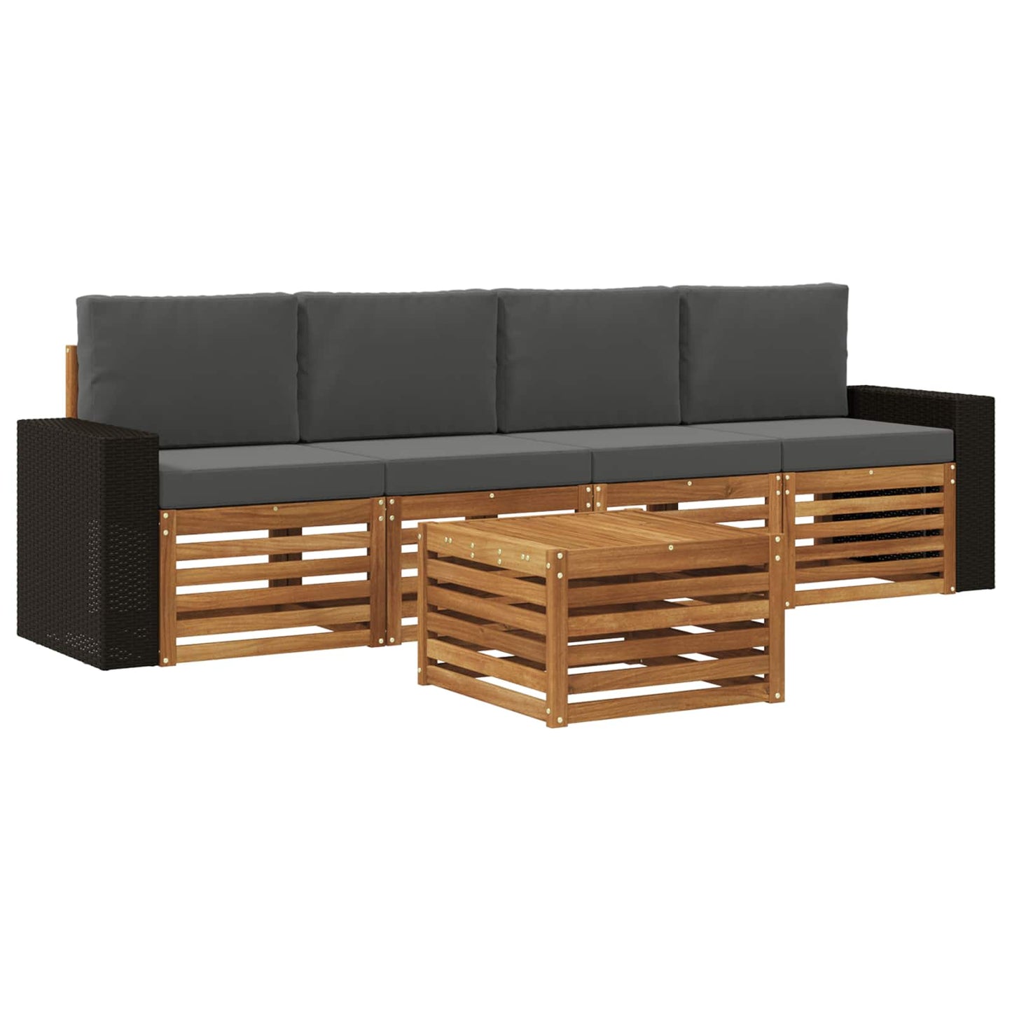 Outdoor-Sofagarnitur 5 stk. Natur und Anthrazit
