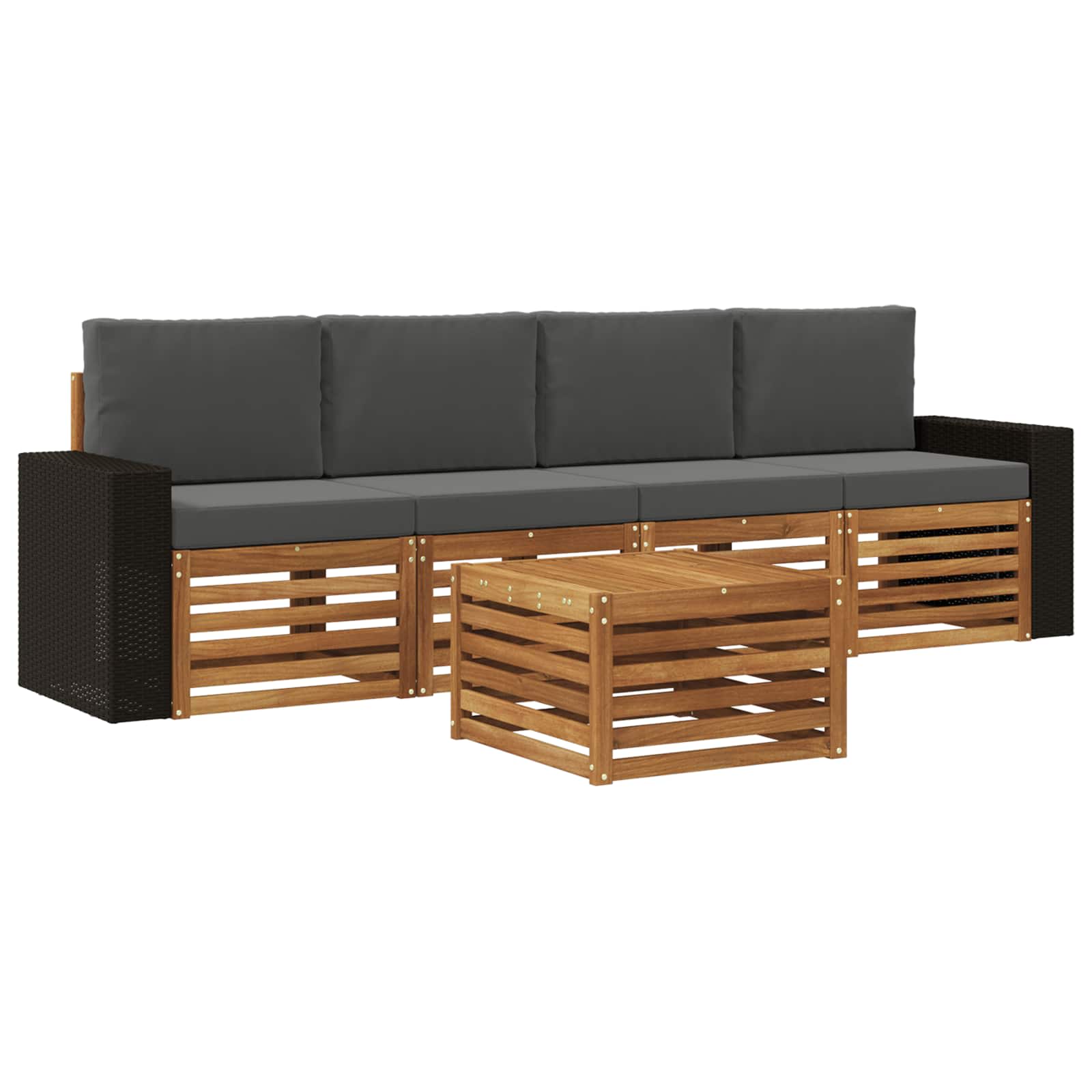 Outdoor-Sofagarnitur 5 stk. Natur und Anthrazit