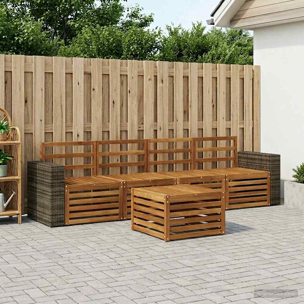 Outdoor-Sofagarnitur 5 stk. Natur Massivholz Akazie