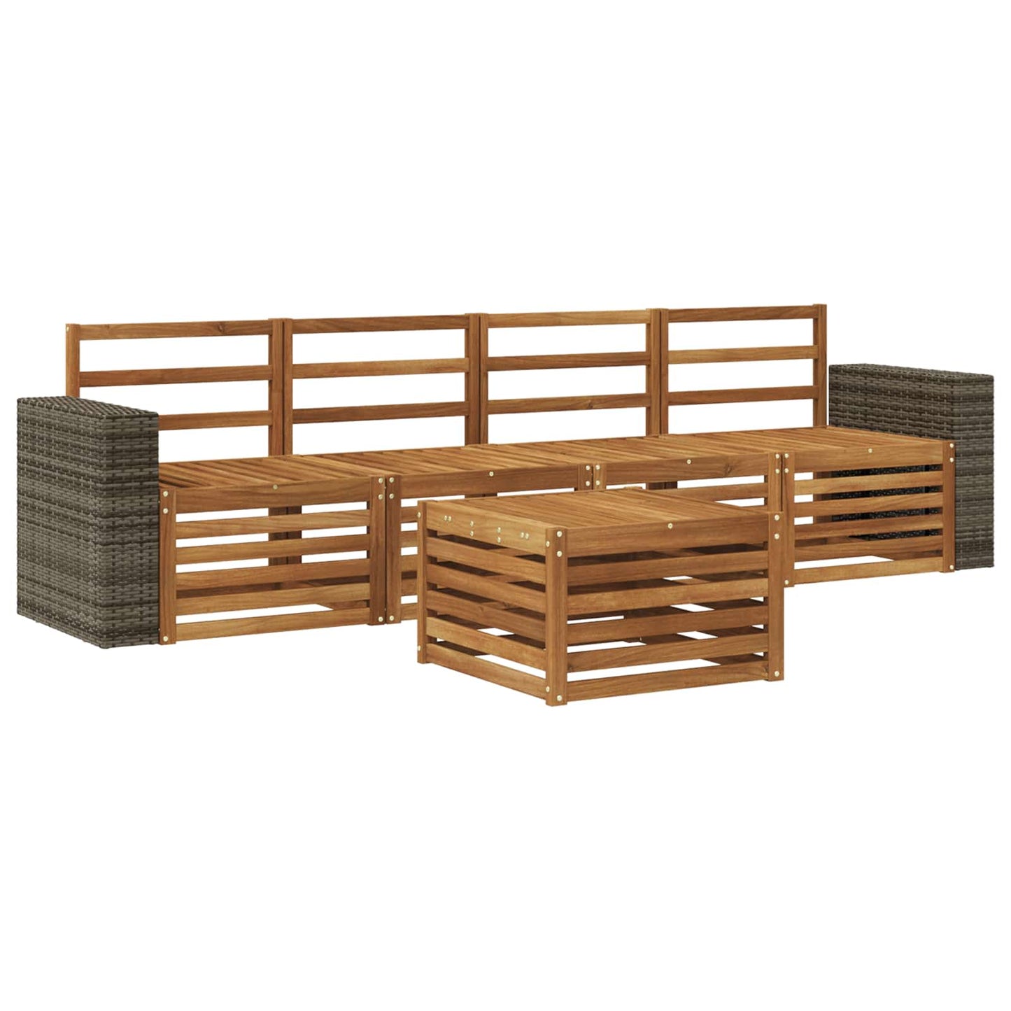 Outdoor-Sofagarnitur 5 stk. Natur Massivholz Akazie