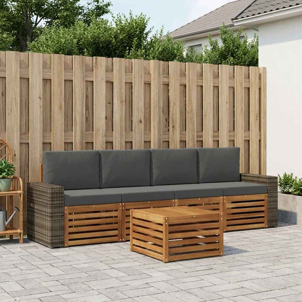 Outdoor-Sofagarnitur 5 stk. Natur und Anthrazit