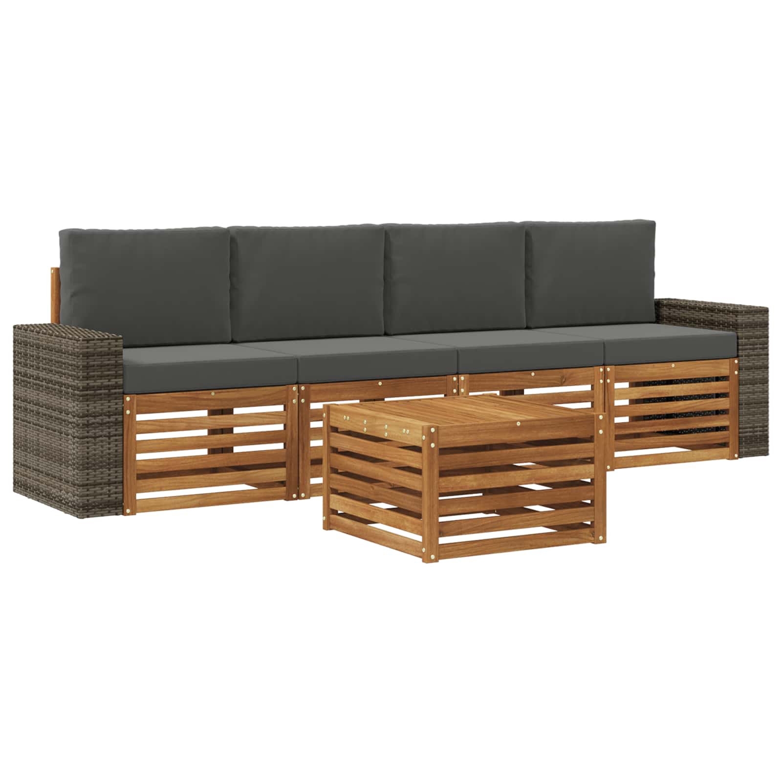 Outdoor-Sofagarnitur 5 stk. Natur und Anthrazit