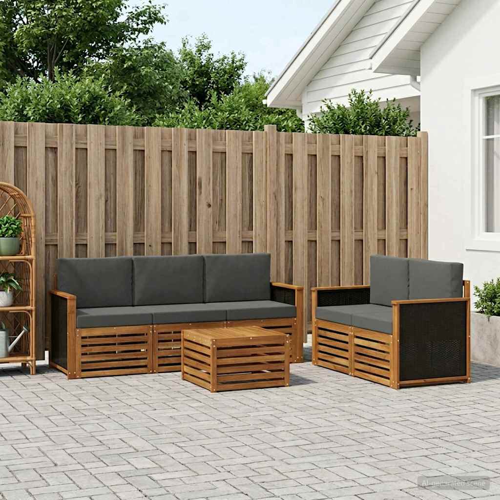 Outdoor-Sofagarnitur 6 Stk. Natur und Anthrazit