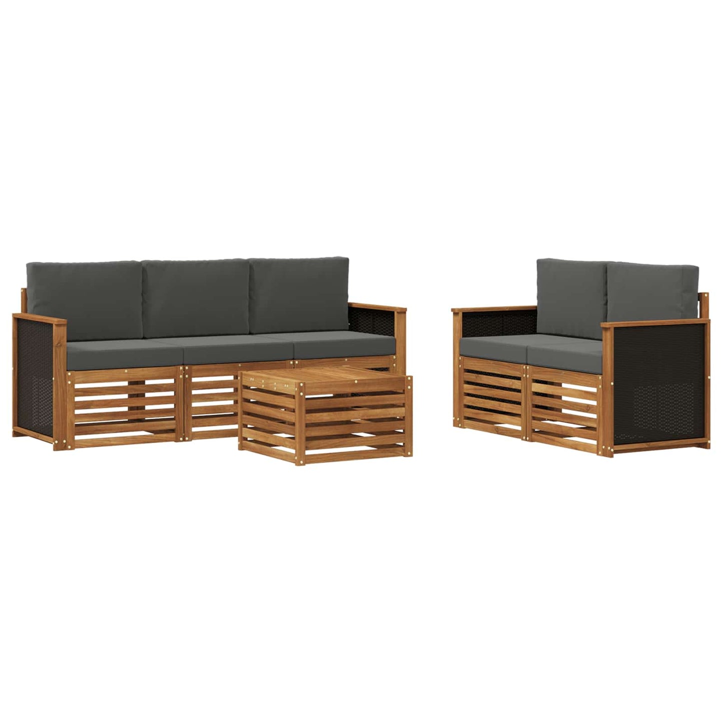 Outdoor-Sofagarnitur 6 Stk. Natur und Anthrazit