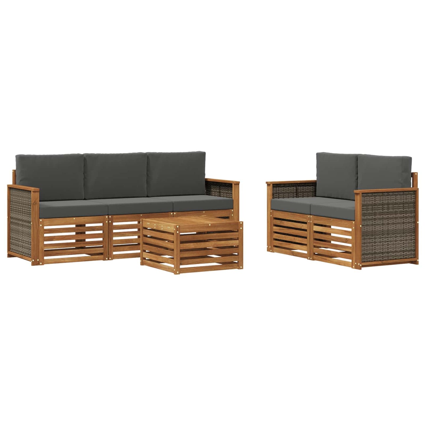 Outdoor-Sofagarnitur 6 Stk. Natur und Anthrazit