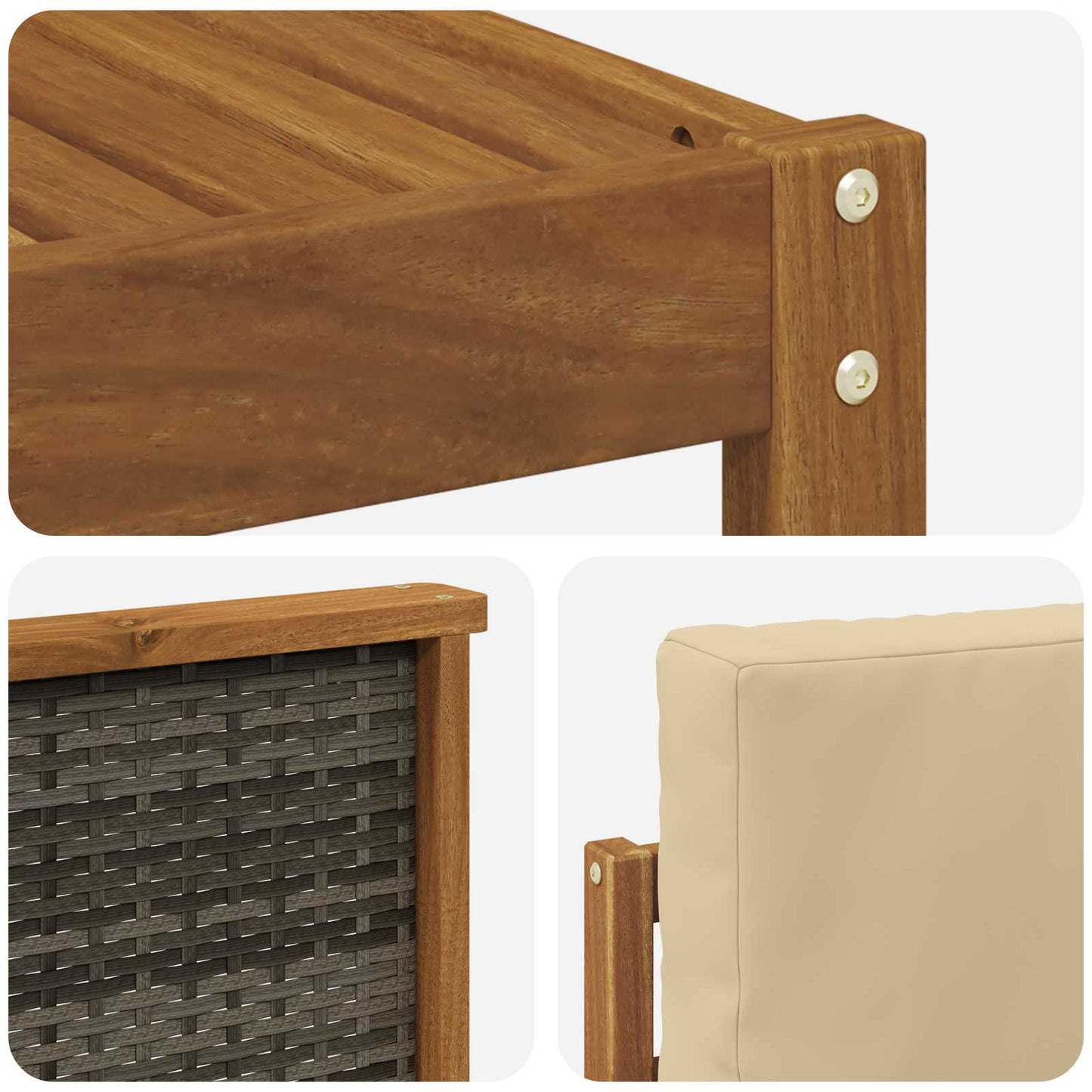 Outdoor-Sofagarnitur 6 stk. Natur und Beige Massivholz Akazie